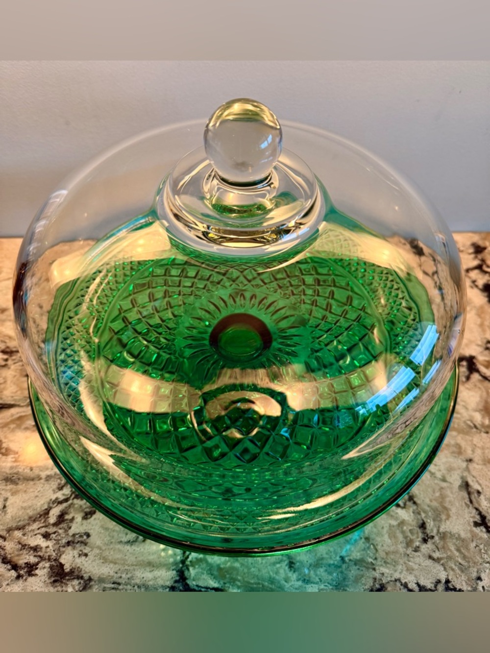 Anchor Hocking Wexford Emerald Green 2-Pc. Footed Cake Set Model #69080 IOB - Picture 3 of 16